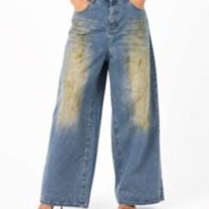 Women's High Waisted Baggy Leg Down and Dirty Denim Jeans
